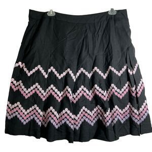 NEW Dressbarn Black+Pink Embroidered Linen Blend A-Line Skirt‎ - Plus Size 20W